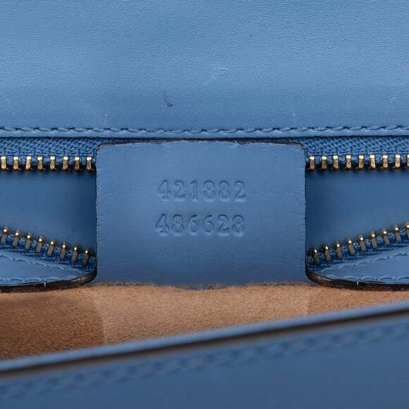 Gucci Sylvie Sherry Line Shoulder Bag 421882 Blue Leather Women's GUCCI - Picture 6 of 6